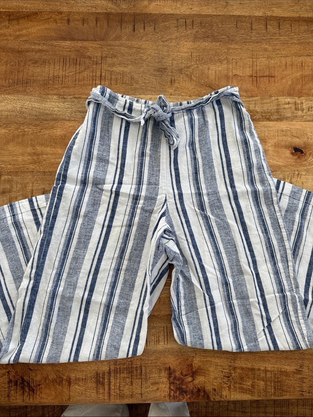 beachlunchlounge Blue and White Striped Wide-Leg Pants